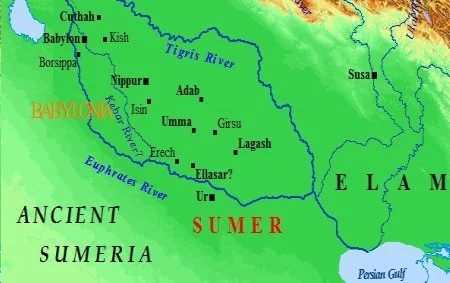 Ancient map of Mesopotamia 