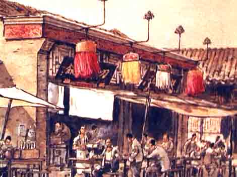 Noodle shop in ancient China