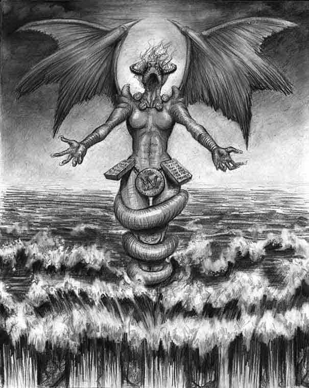 Tiamat, the goddess of salt sea and mother of several deities