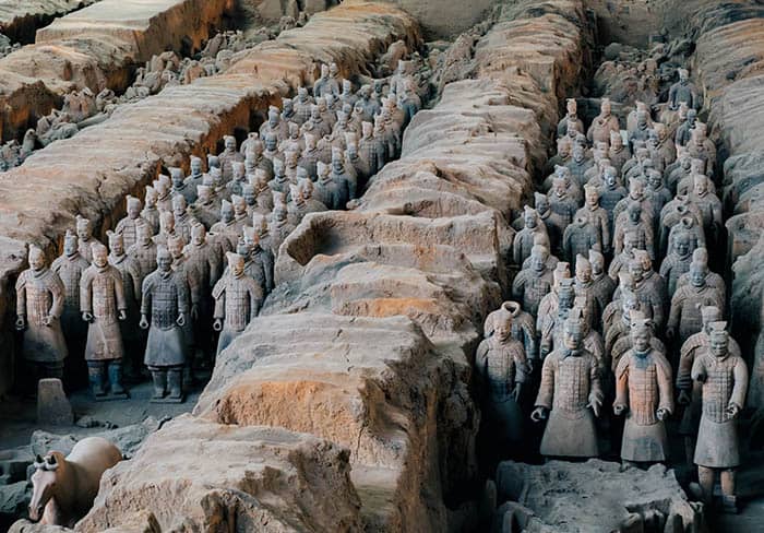 Terracotta Army of soldier sculptures group  in Xian, China