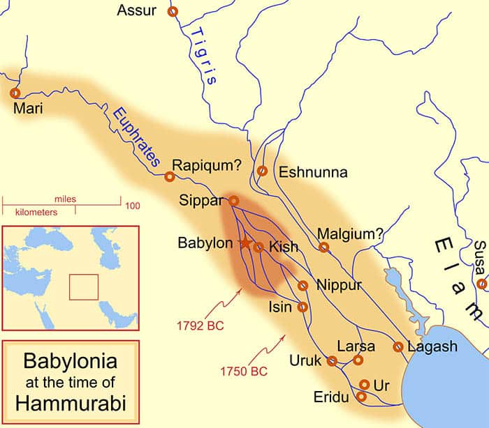 Babylonian territory under Hammurabi