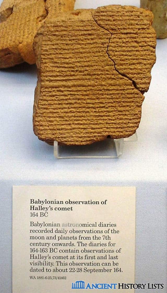 Babylonian tablet recording Halley's comet